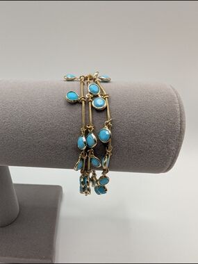 Anne Klein Gold-Tone Bracelet with Turquoise Blue Charms